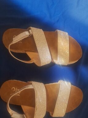 Yoki Rhinestone Slingback Sandals in Tan